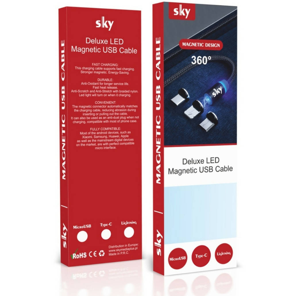 

Магнитный кабель для зарядки MicroUSB SKY (R) для зарядки (100 см) Black