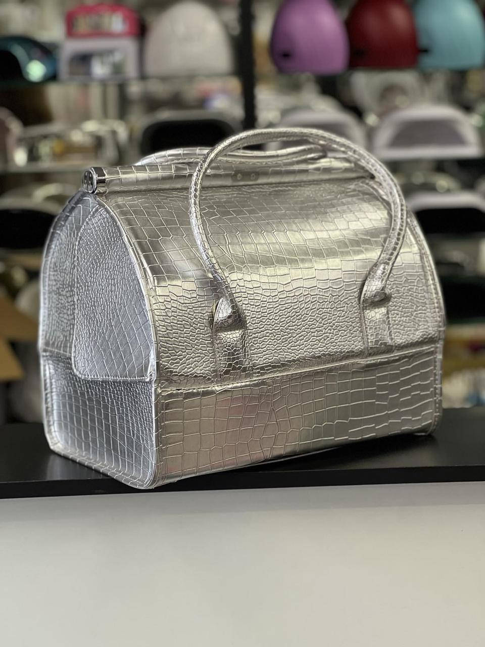 

Бьюти кейс для мастера маникюра - визажиста - лешмейкера - парикмахера универсальный кожзам Серебро