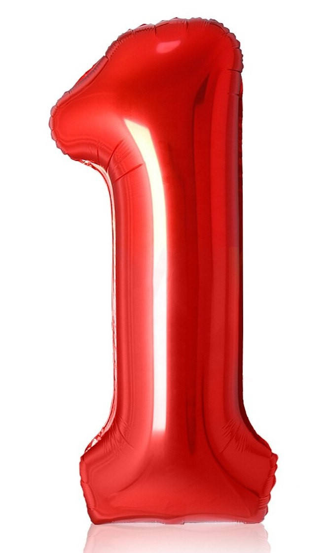 

Фольгированная цифра SLIM красная 100см "1", Золото