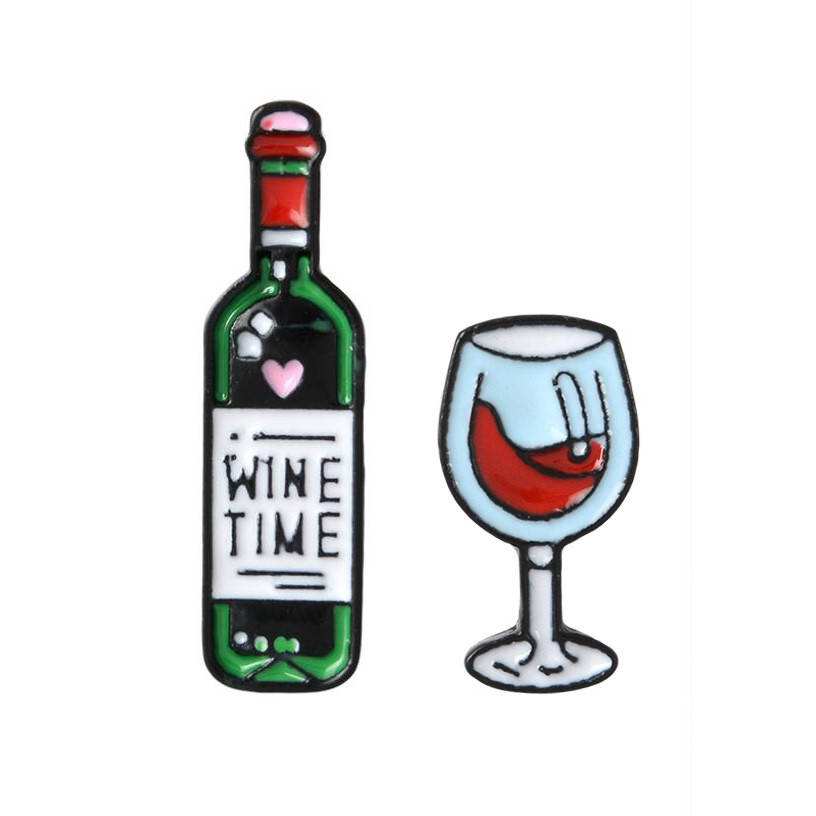 

"Бутылка и бокал Время вина Wine time" значок (пин) двойной металлический