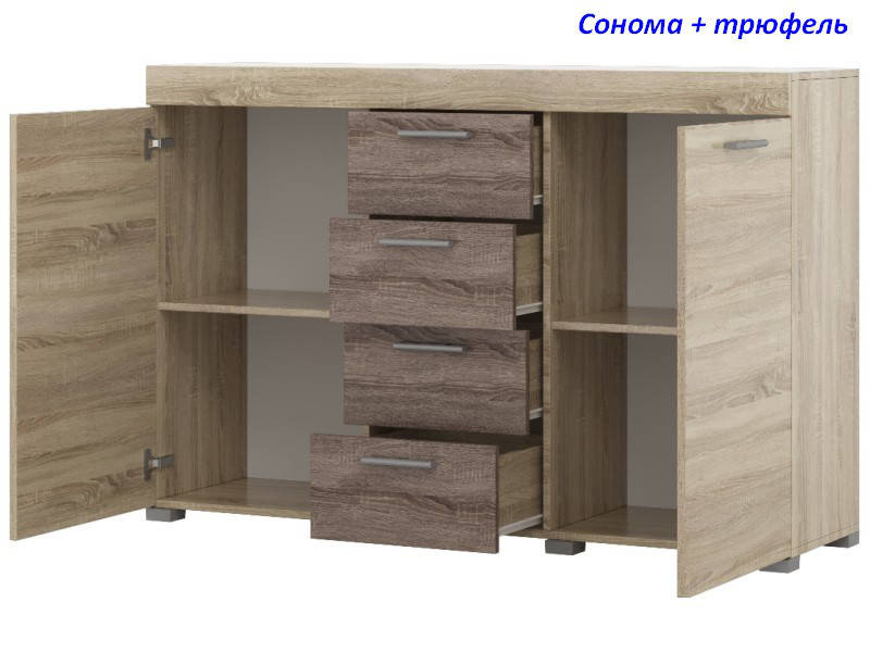 

Большой комод К-7 Британия (ролики) Сонома + Трюфель
