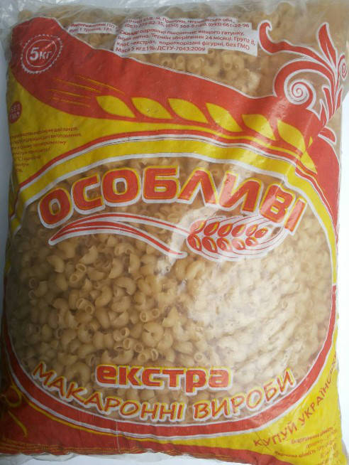 

Макаронні вироби 5 кг Ріжки фас. Прилуки