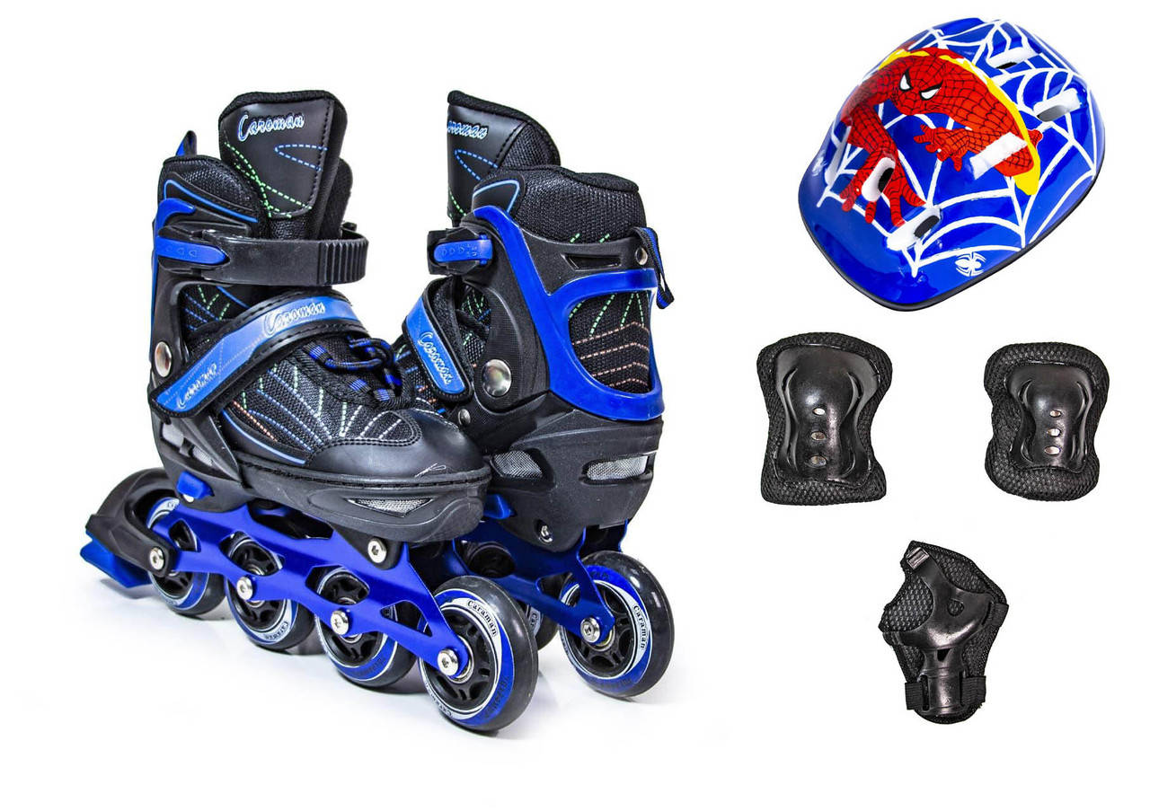

Детские Ролики + Шлем + Защита Caroman Sport синий цвет, размер 27-31, 31-35, 36-39