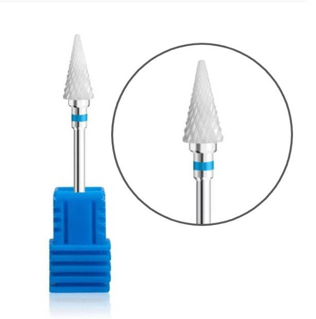 

Фреза для маникюра керамическая конус заостренный, синяя насечка