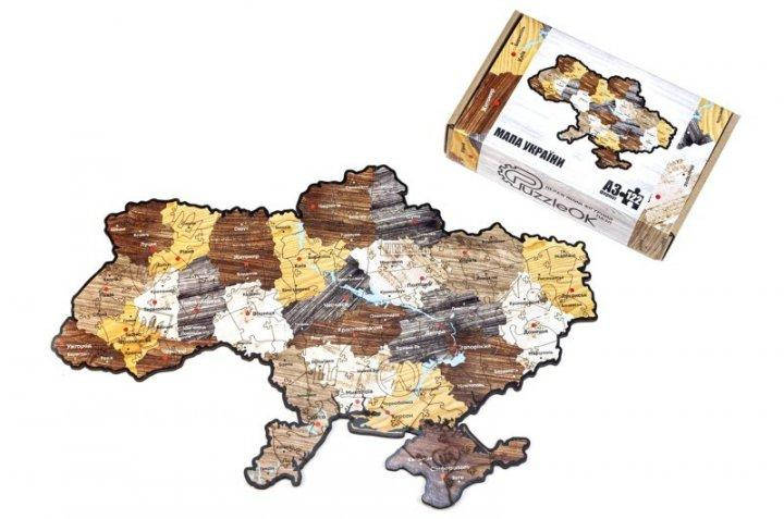 

Фигурный деревьянный пазл Карта Украины А3 Puzzleok