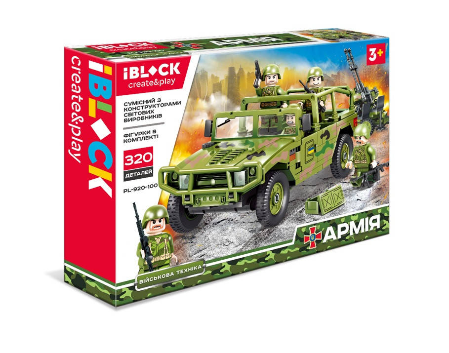 

Конструктор IBLOCK PL-920-100 АРМИЯ, 320дет.,в собран.кор 38*26*6 см