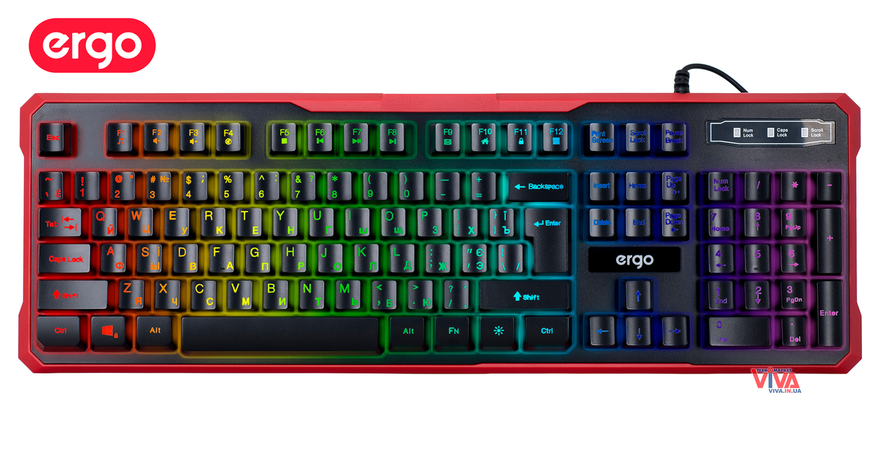 

Клавиатура игровая ERGO KB-670 (с подсветкой), Черный