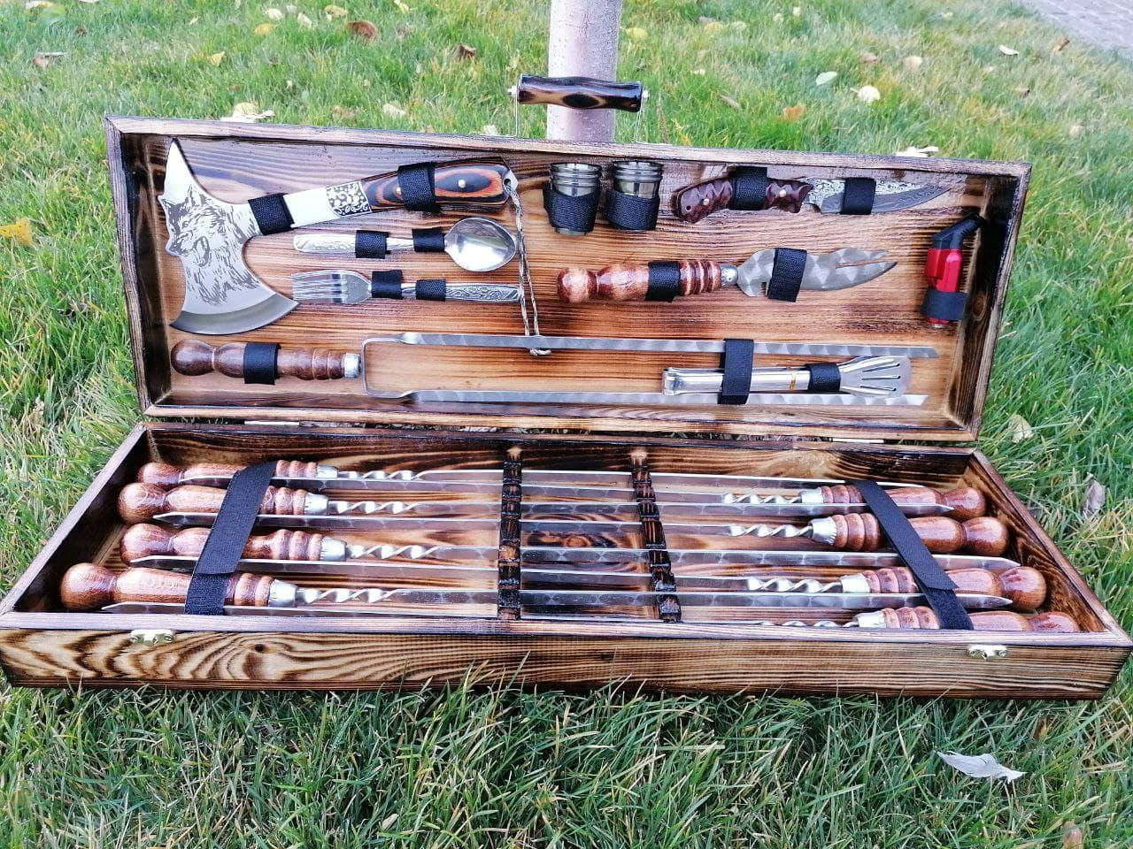 

Подарочный набор шампуров для шашлыков и барбекю Волкодав Подарок мужу на праздник