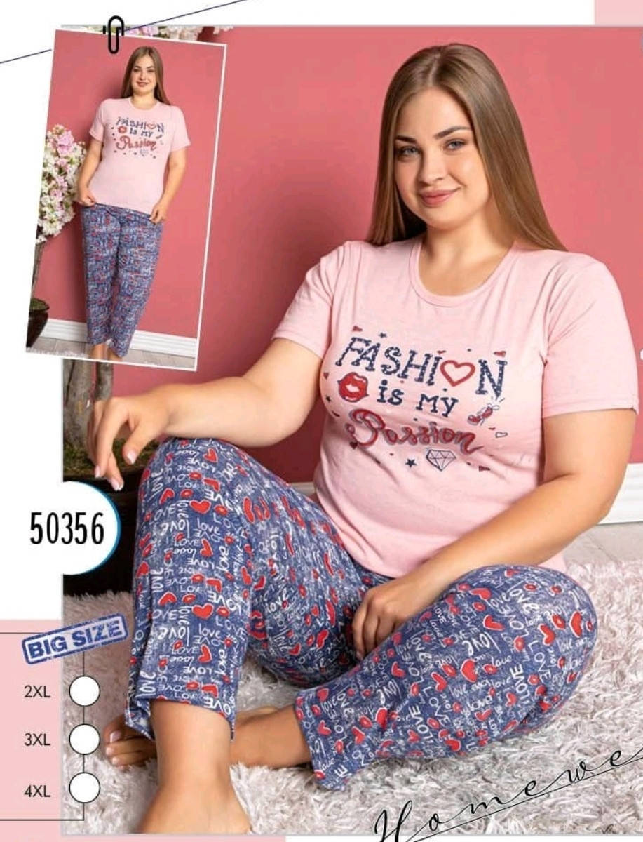 

Жіноча легка котонова піжама / Женская легкая котонова пижама штани і і футболка 3XL