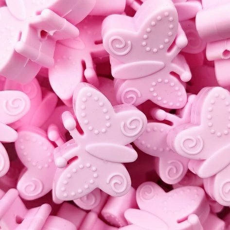 

Бабочка бусина силиконовая Розовый baby pink