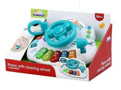 

Игрушка руль музыкальный, подсветка, пианино, английская озвучка, Желтый