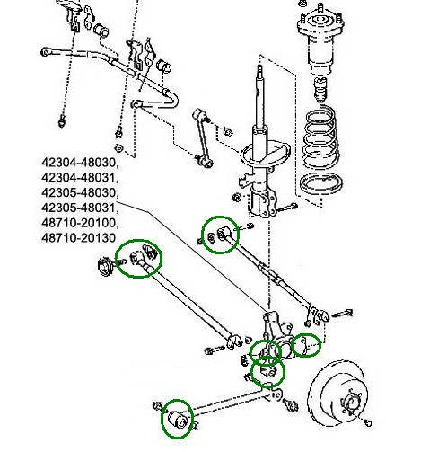 

Сайлентблоки Lexus RX/300/330/350; LEXUS RX400H комплект 12шт Задней подвески