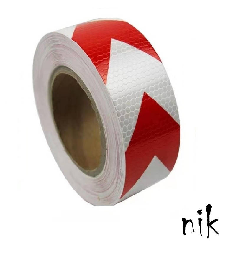 

Светоотражающая самоклеющаяся лента 5 см, полоска, габариты, авто Біла з червоною стрілкою