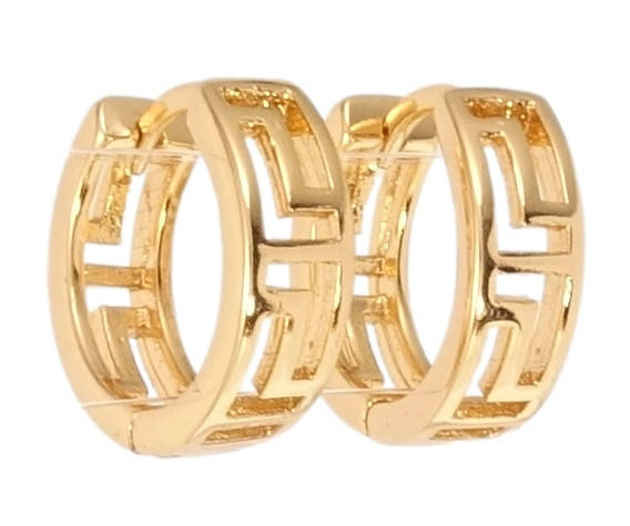 

Серьги Xuping Позолота 18K колечки "Резной греческий орнамент"