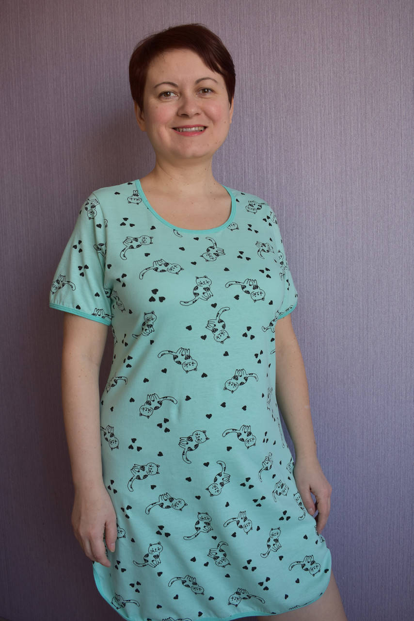 

Женская футболка для сна кошечки на ментоле, Разные цвета