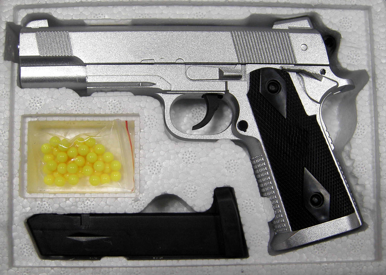 

Детский игрушечный пистолет металлический ZM25 (Colt1911-A1), Светло-серый
