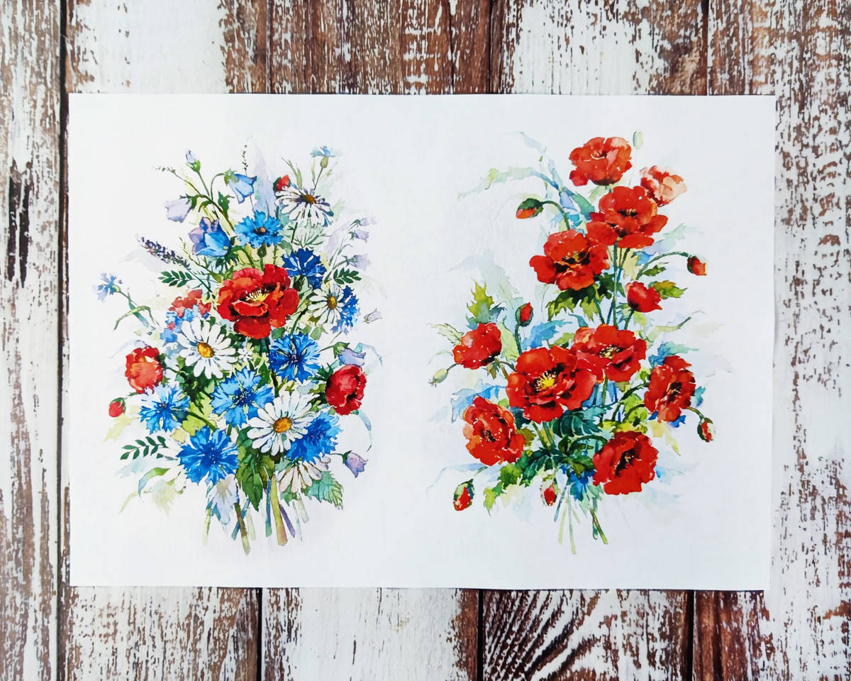 

Декупажная карта А-4 "Полевые цветы". 1 шт