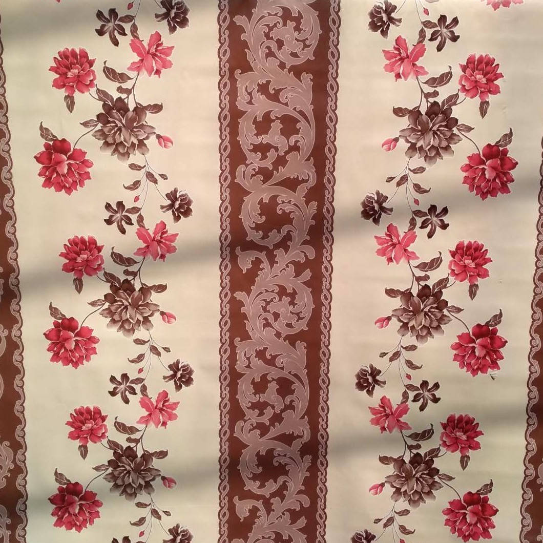 

Клеенка кухонная на стол ПВХ на нетканной основе, коричневый Орнамент с принтом цветы 1,37 х 1м