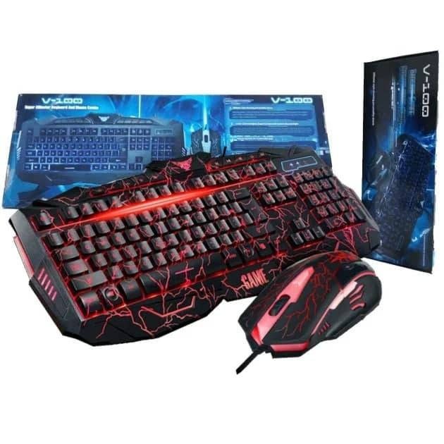 

Игровая клавиатура с подсветкой молнии "Atlanfa V100" + Мышка Original
