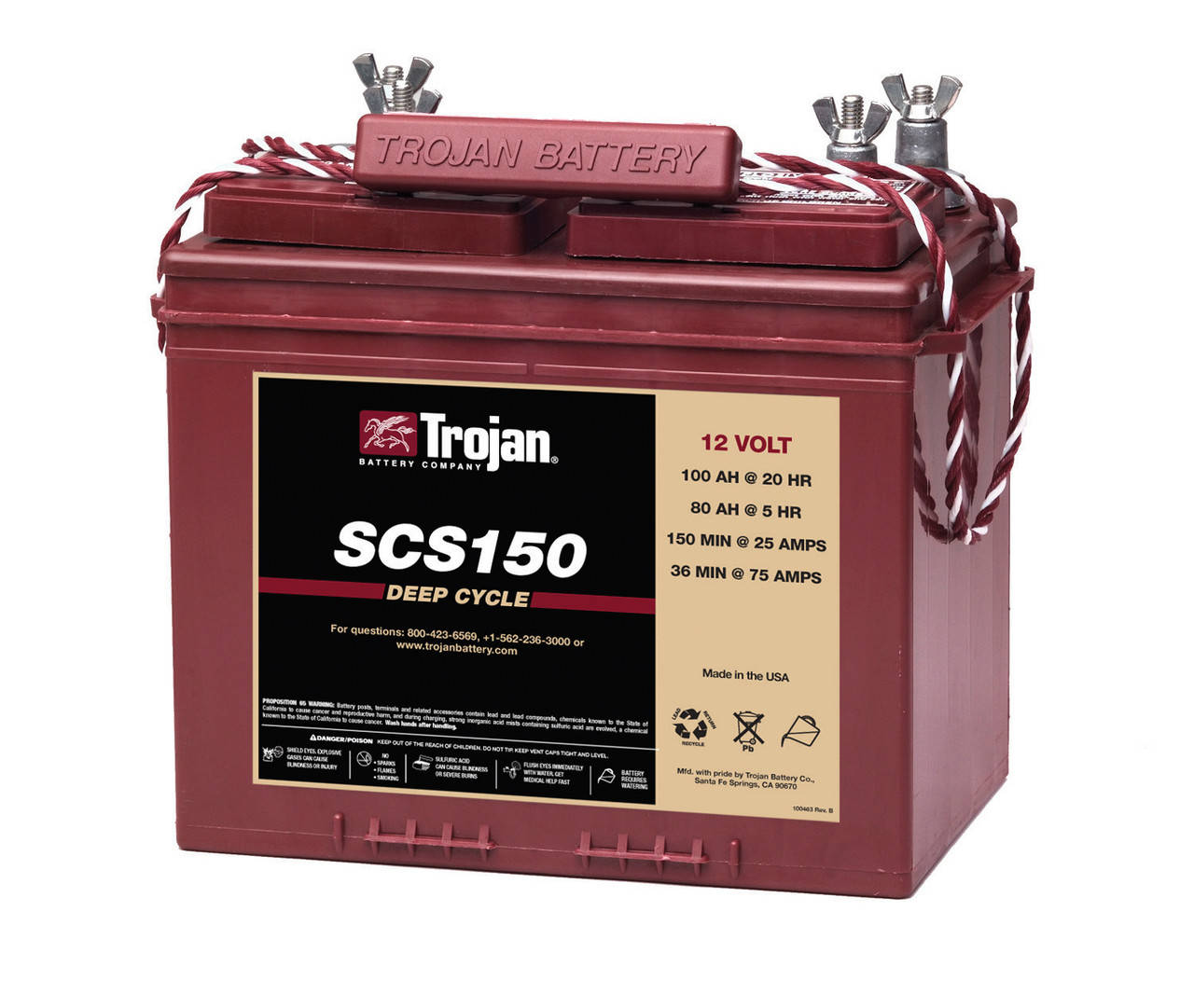 

Аккумулятор - 100 Ач, 12В TROJAN SCS150 - свинцово-кислотный
