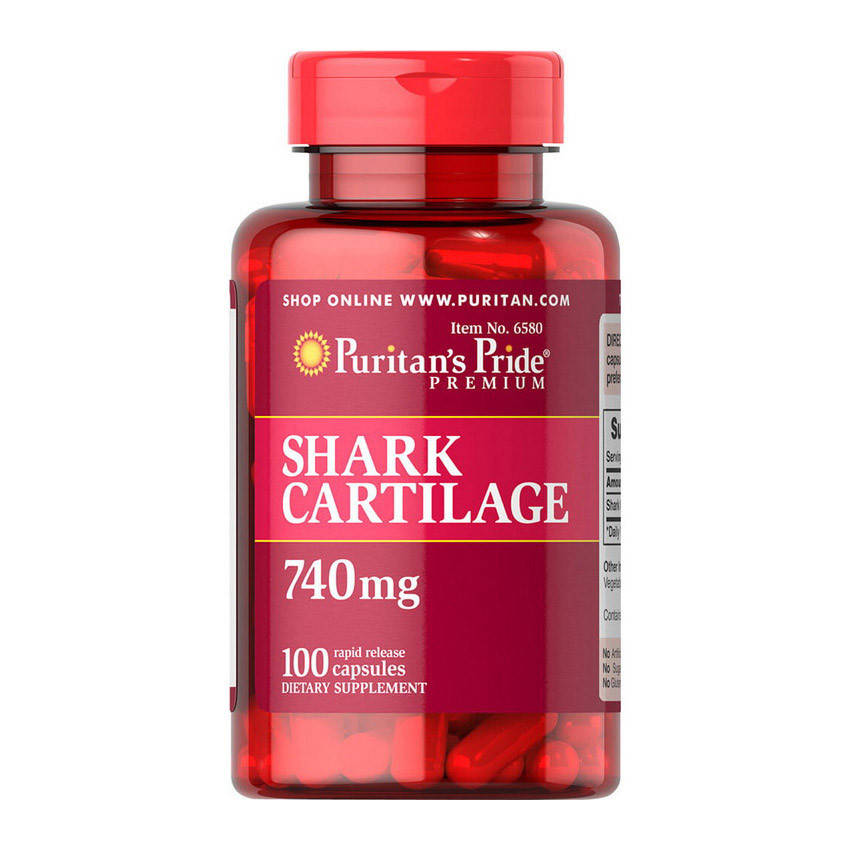 

Акулий хрящ Puritan's Pride Shark Cartilage 740 mg (100 капс) пуританс прайд