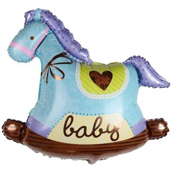 

Шарик голубой фольгированный " Лошадка - качалка " размер: 44 * 49 см.