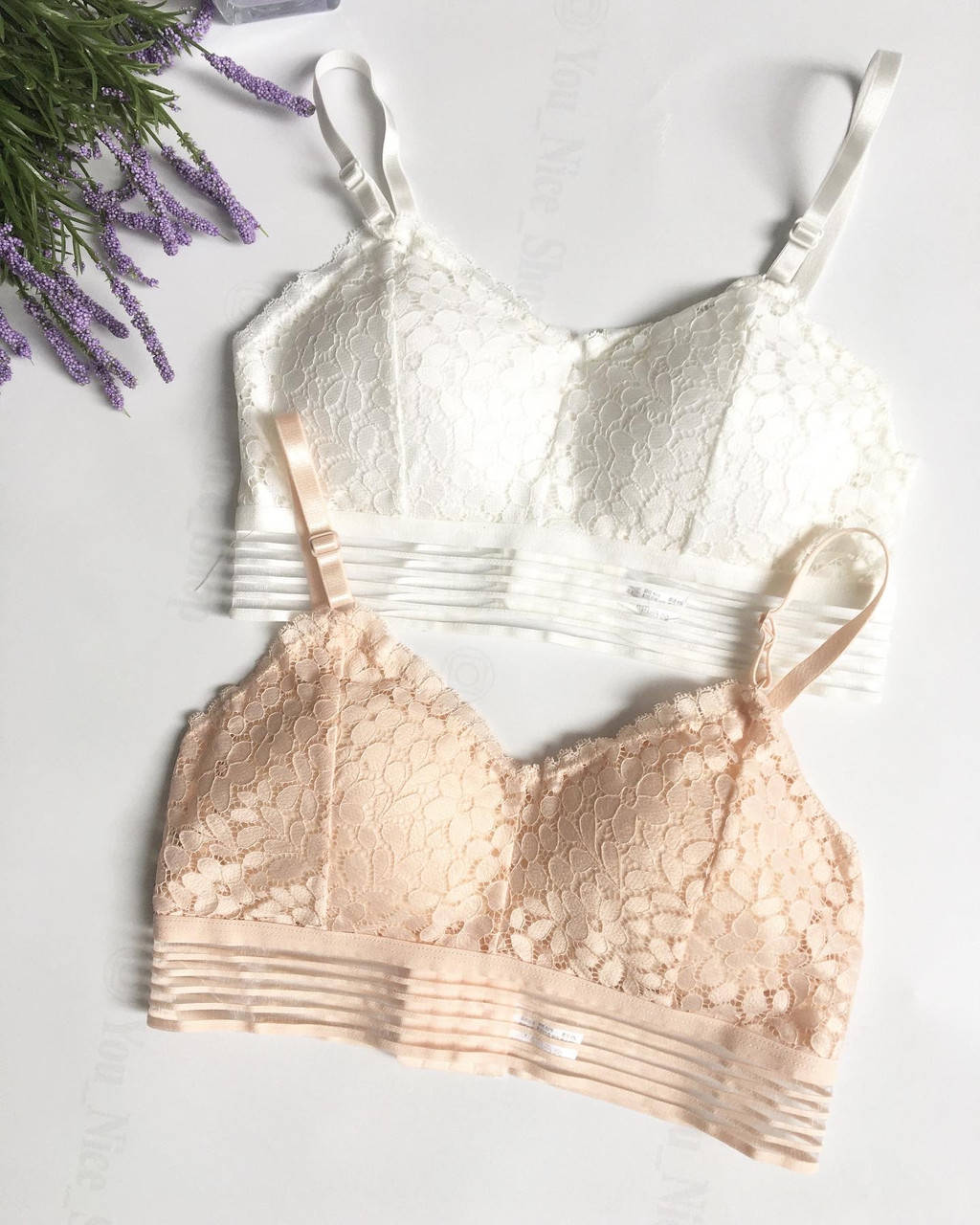 

Топ бюстгальтер кружевной, со съёмным вкладышем, Белый