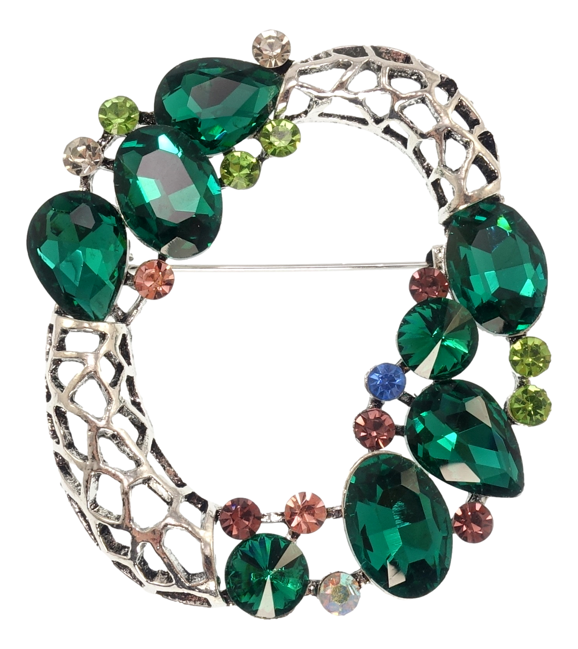 

Брошь "Веночек с зелёными стразами"