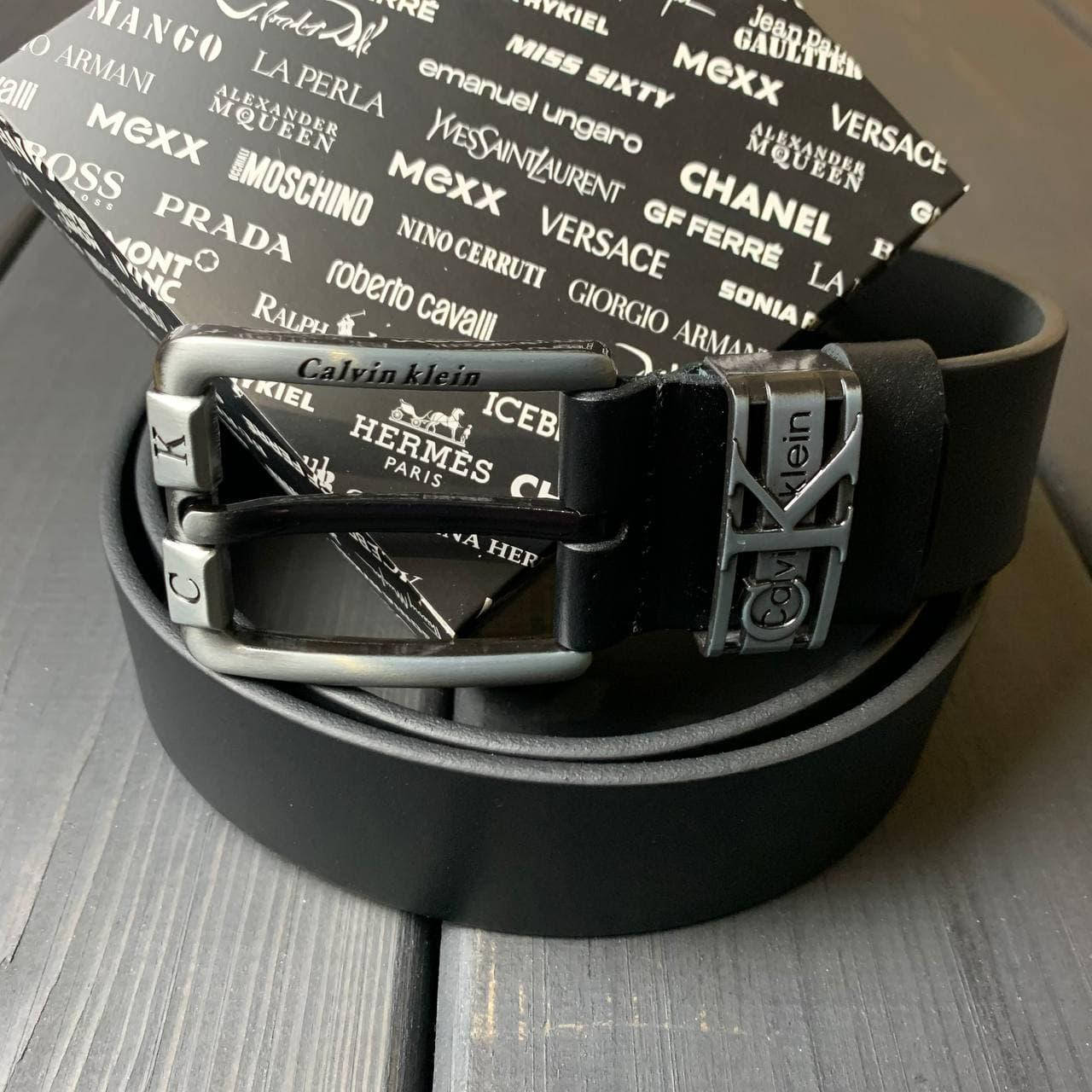 

Мужской кожаный ремень Calvin Klein Кельвин Кляйн в подарочной упаковке, Черный