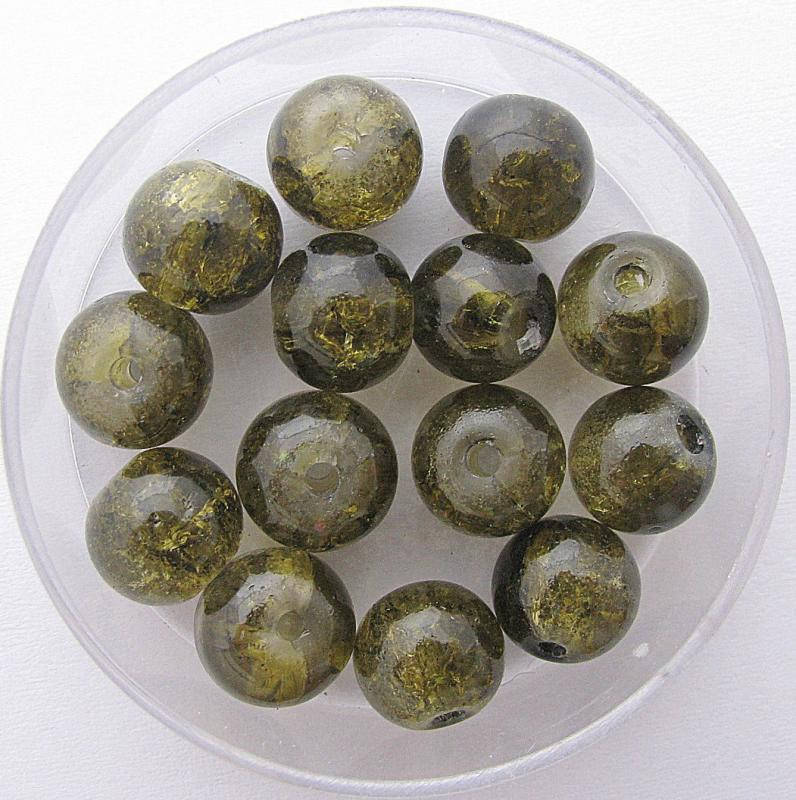 

Бусины "Crackle" колотый лед 8 мм зеленый защитный (примерно 100-110 шт бусин)