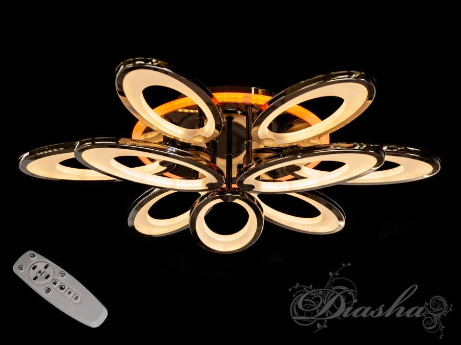 

Потолочная люстра с диммером и LED подсветкой, цвет чёрный хром 1673/6+3BHR LED 3color dimmer