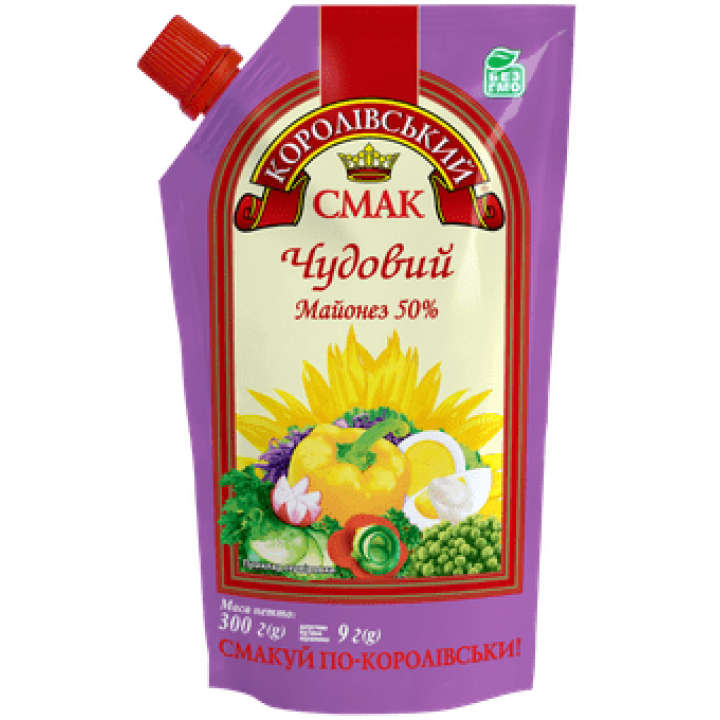 

МАЙОНЕЗ 50% "ЧУДОВИЙ" 300 Г. "КОРОЛІВСЬКИЙ СМАК"
