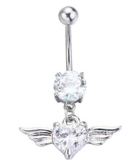 

Серьга пирсинг в пупок сердечко с крыльями