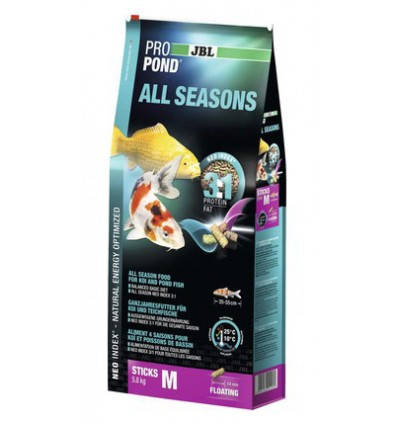 

Корм JBL ProPond All Seasons M 3in1 31,5L 5.8kg для прудовых рыб