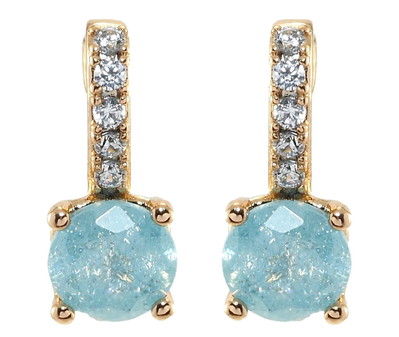 

Серьги Xuping Позолота 18K гвоздики (пусеты) "Голубой фианит на дужке с цирконием"