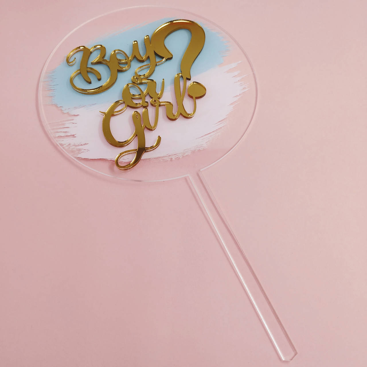 

Пластиковый топпер Boy or Girl золото 13х23 см