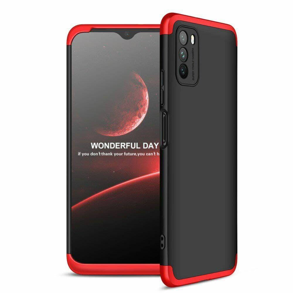 

Чехол GKK 360 градусов для Pocophone M3 цвет Черно-Красный