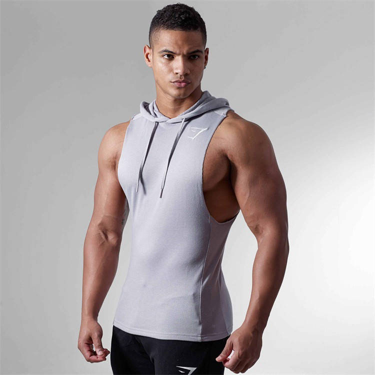 

Мужская безрукавка с капюшоном "Gym Shark" M, серый