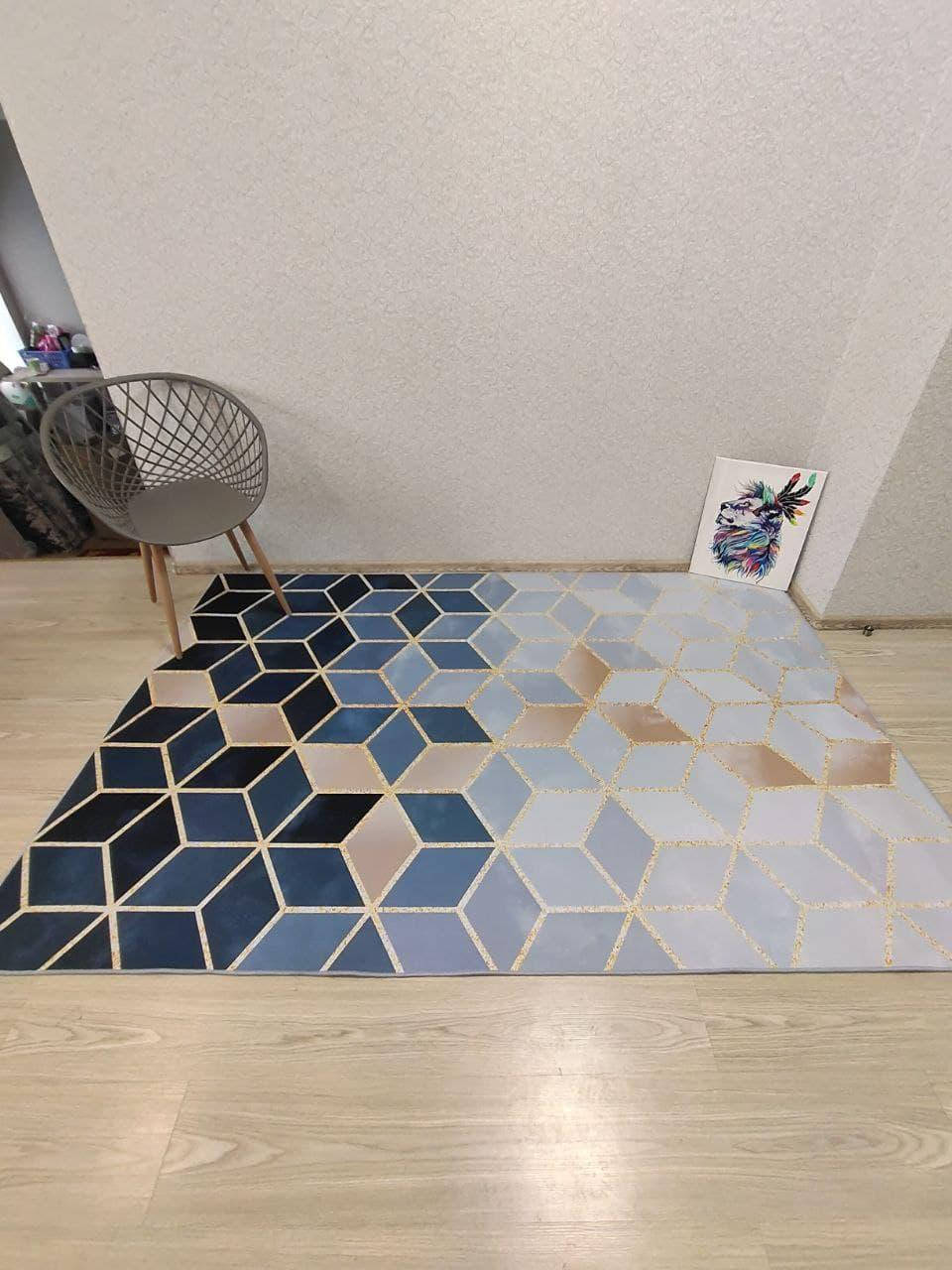 

Бесплатная доставка! 160x230 см Ковер "Соты небесно-серые" микрофибра