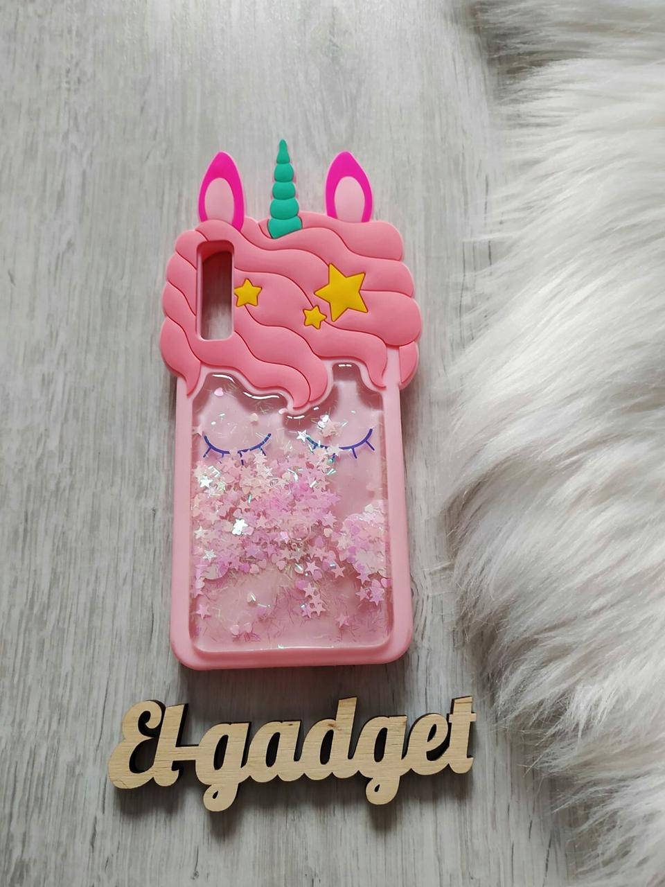 

Чехол на Samsung Galaxy А7 2018 А750 Единорог с блестками розовый