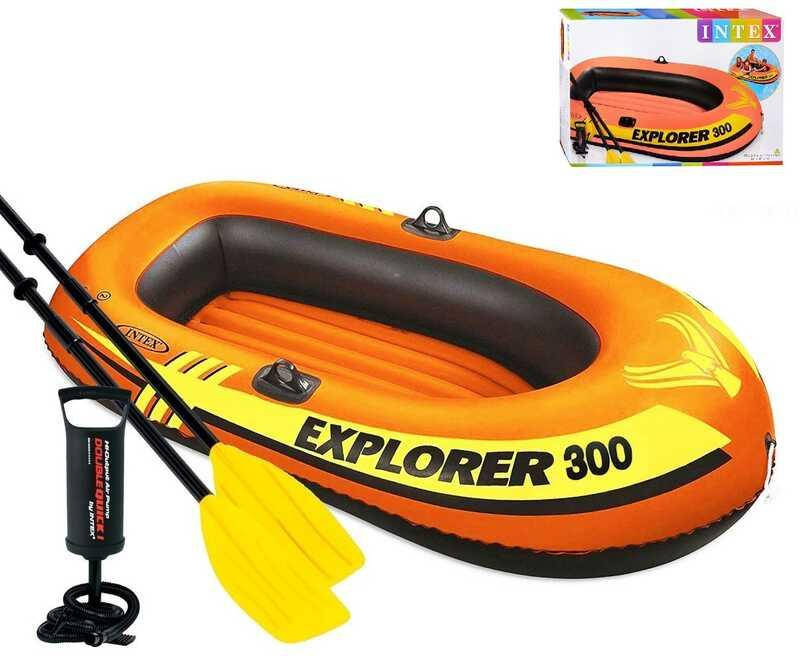 

Intex Лодка 58332 NP (3) треёхместная+ пластиковые вёсла и ручной насос, 211х117х41см