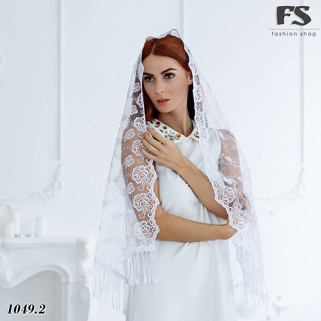 

Свадебный шарф белый Цветочки