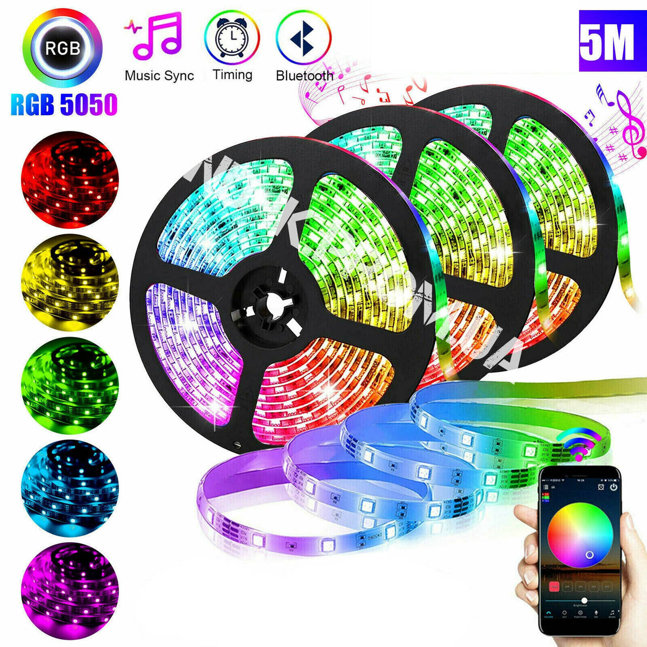 

Светодиодная LED лента с пультом 5050 RGB Music