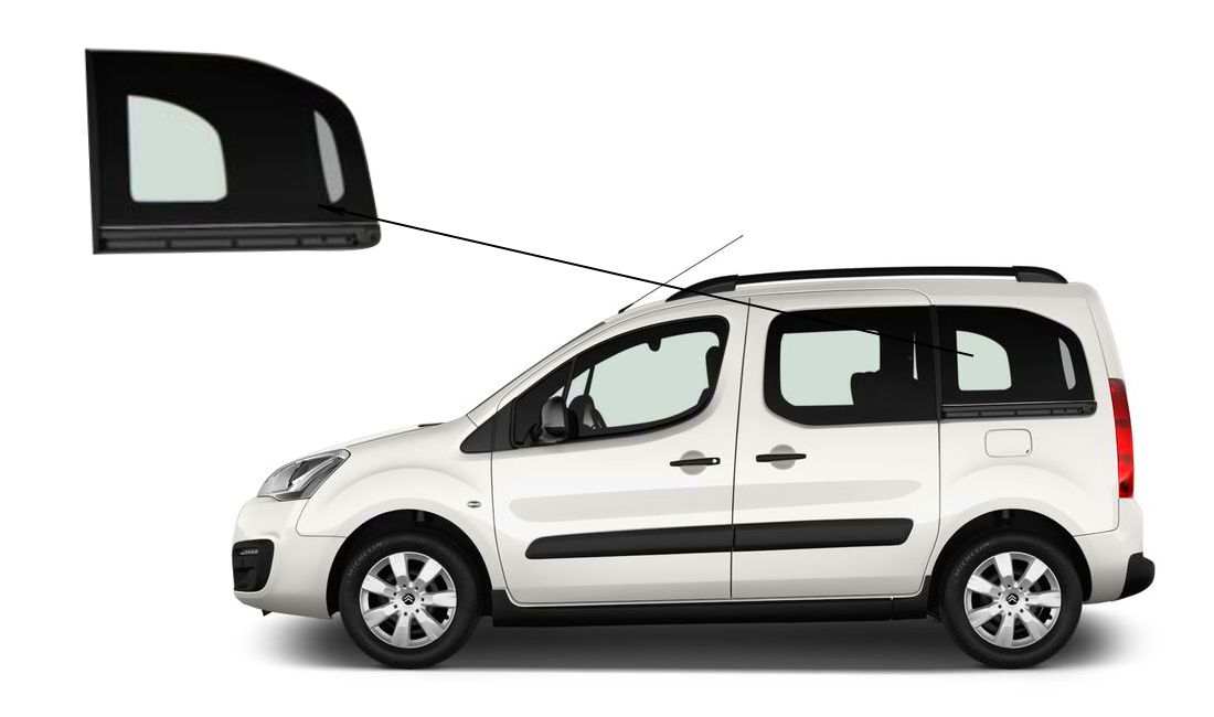 

Боковое стекло Citroen Berlingo 2008-2018 заднее левое