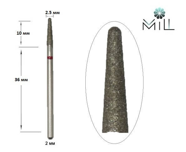 

Насадка алмазная Конус 2.5 мм красная Mill, Красный