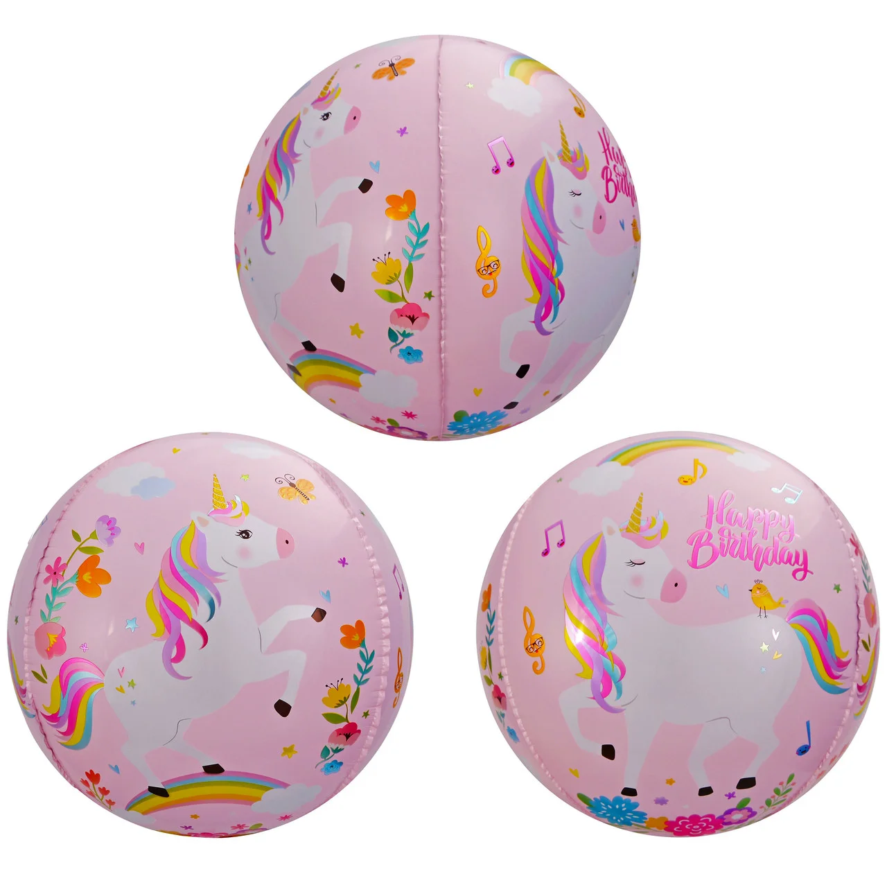 

Фольгированный шарик КНР (55 см) Сфера 4D Единорог, Разные цвета