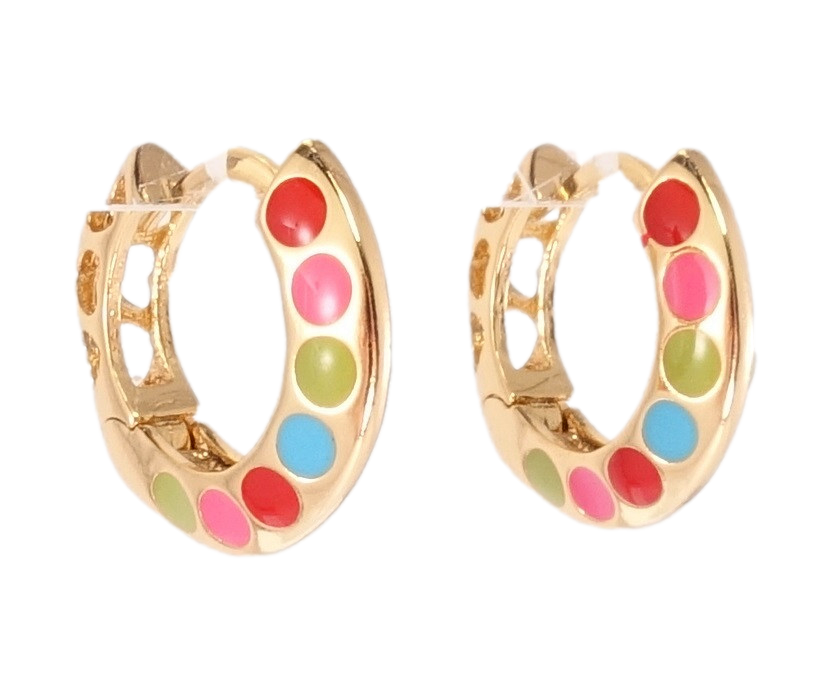

Серьги Xuping Позолота 18K колечки "Точечный орнамент цветной эмалью"