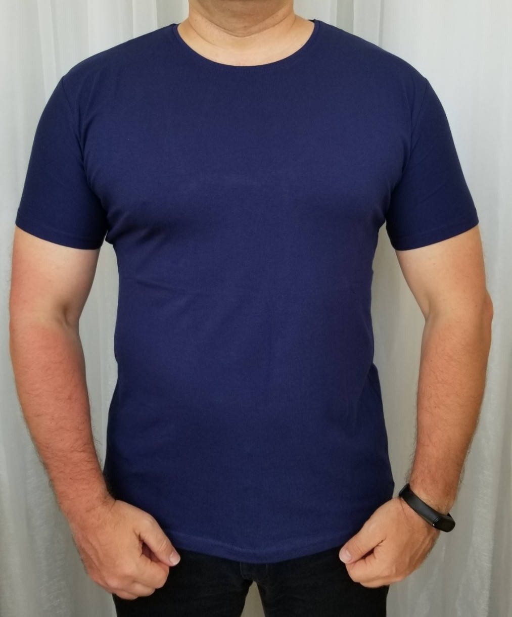 

Мужская футболка однотонная синий цвет из хлопка.
