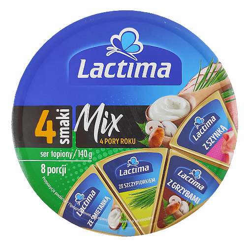 

Сир плавлений Лактіма 4мікс (зел.) lactima mix 140g 24шт/ящ (Код : 00-00004058)