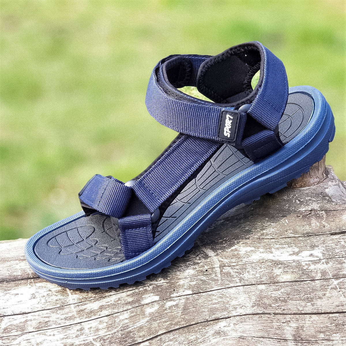 

Босоножки мужские на липучках синие (код 123), Синий